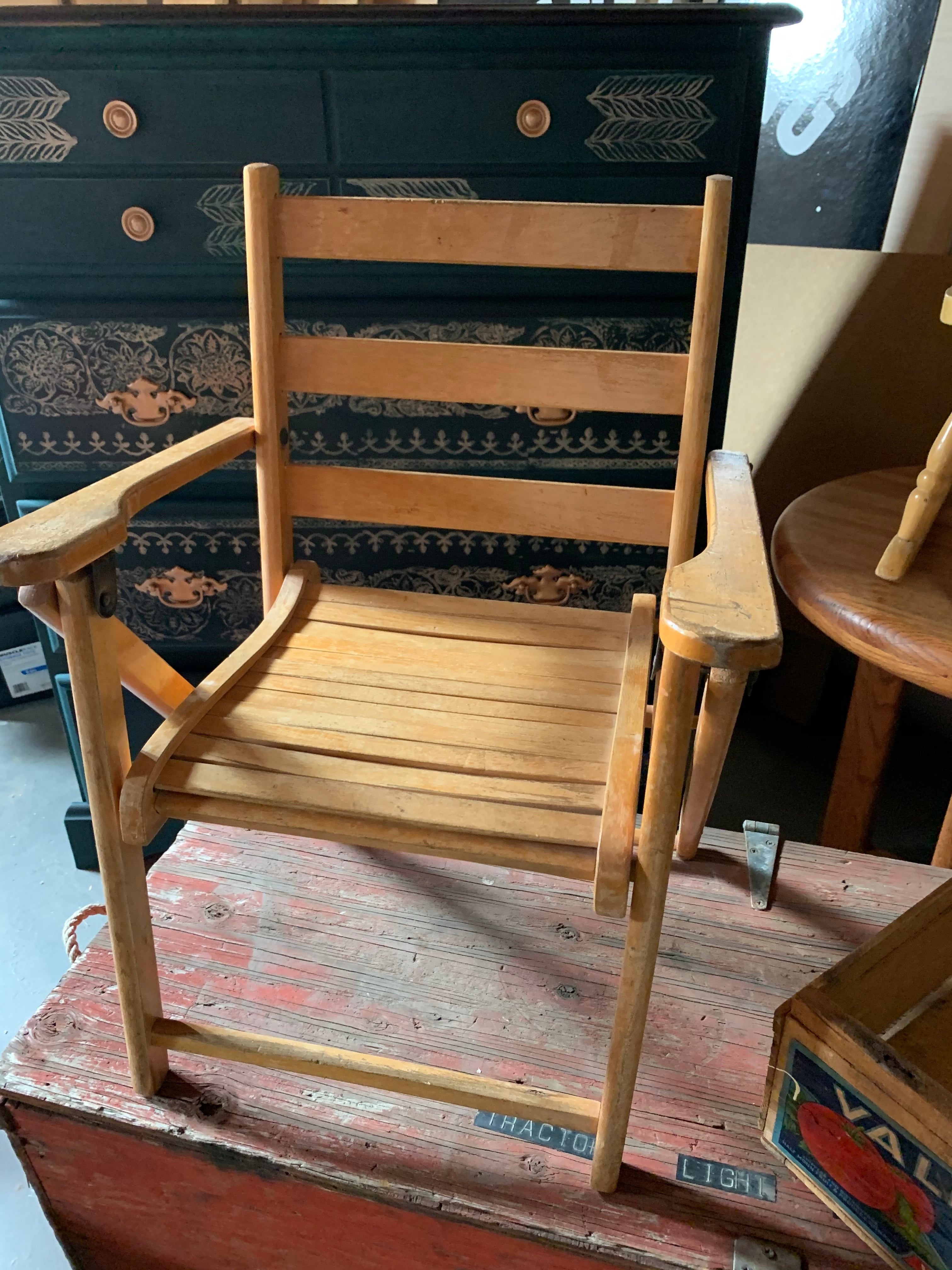 Childs wooden chair vintage hot sale